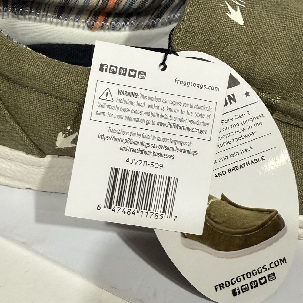 NWT Frogg Toggs Olive Green Java Sneakers Slip On Size 8 Men’s Shoes - Picture 15 of 16